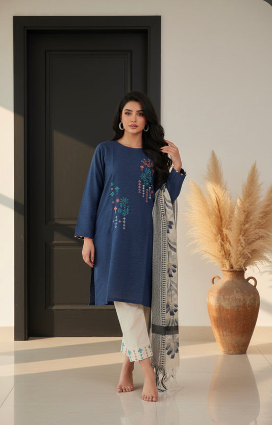 44” 2XL Indian Ladies Outfit Salwar Kameez Kurti Suit Set Blue SS16