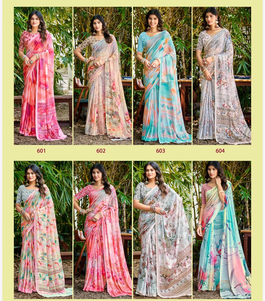 Sari Indian Bollywood Designer Casual wear Floral Saree Z8 Col 2