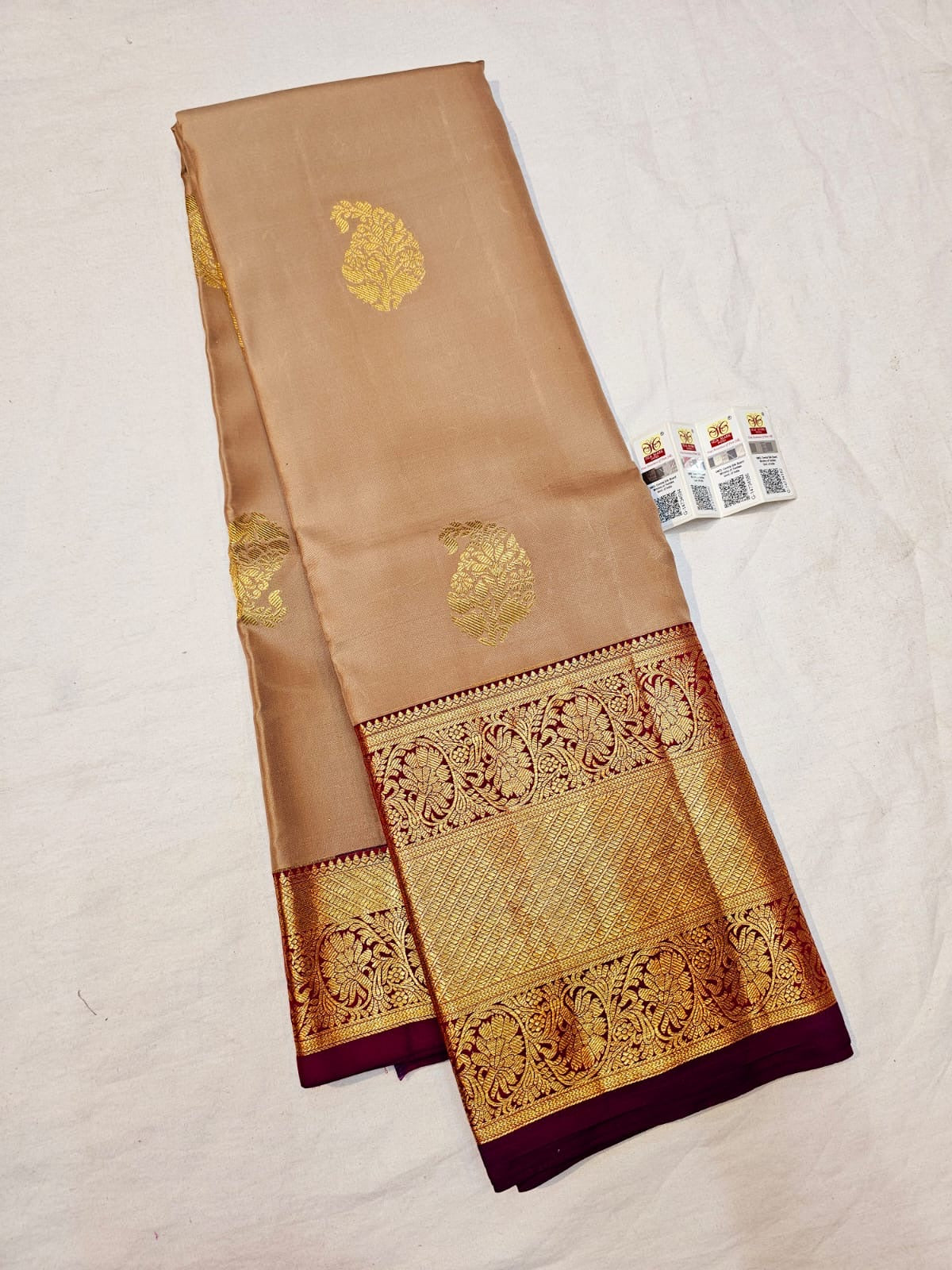 1g Gold Kanchipuram Pure Silk Saree Handloom Korvai Kanjivaram Sari SPK232