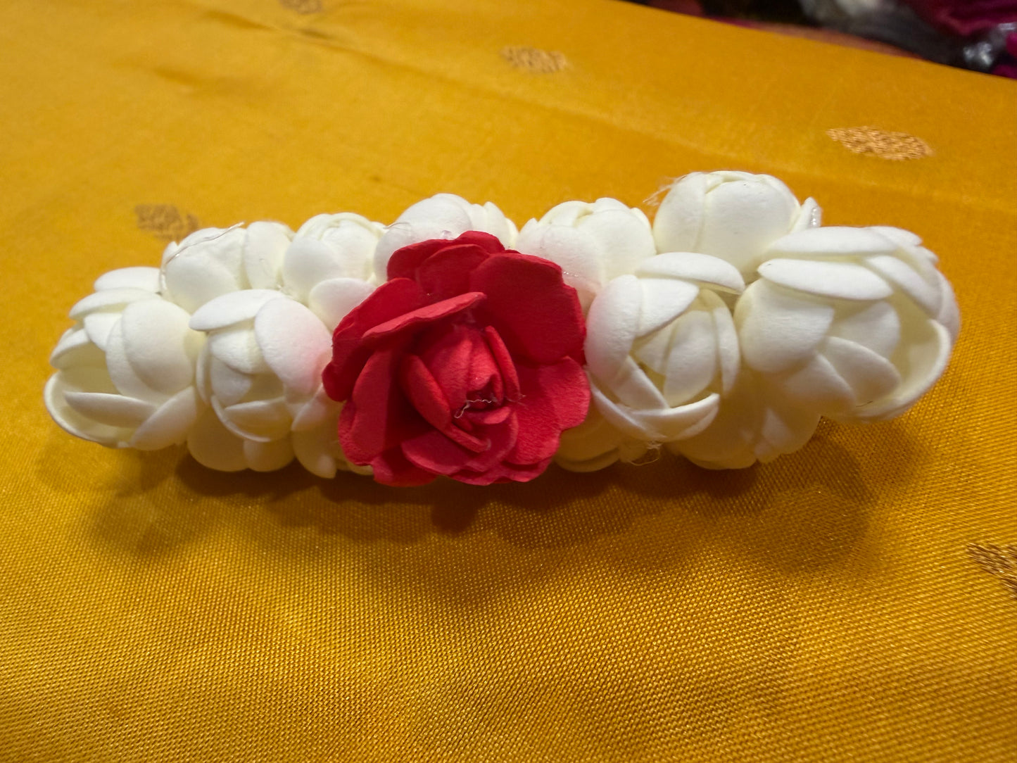 Natural Looking Handmade Jasmine & Rose Flower Clip Gajra G17