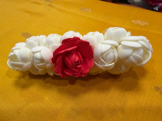 Natural Looking Handmade Jasmine & Rose Flower Clip Gajra G17