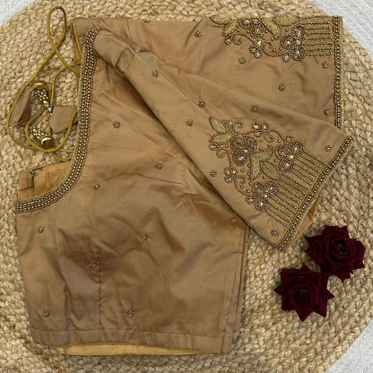 46” Size 16 Aari Worked Sari Blouse Indian Saree Top Silk B419
