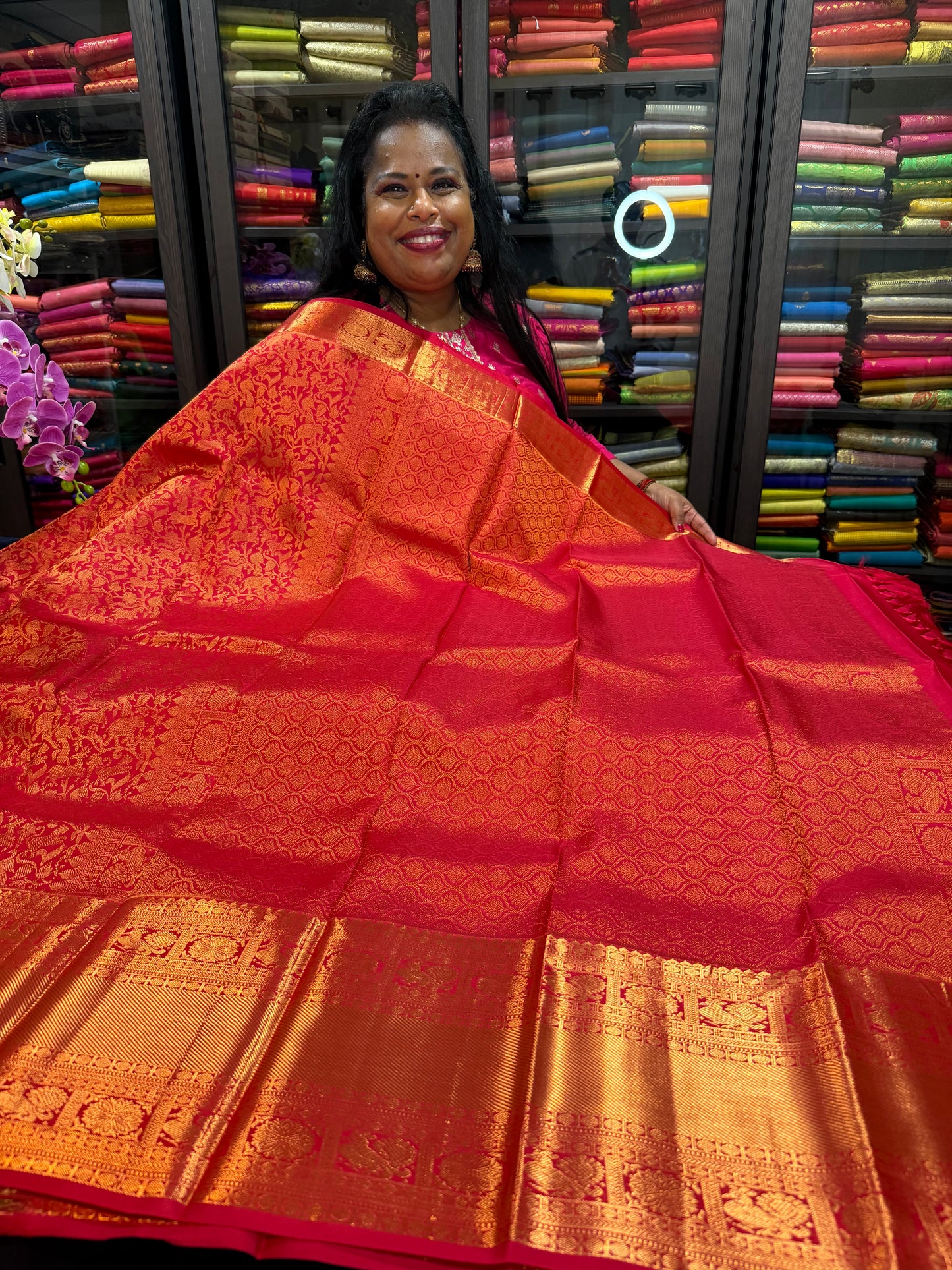 Bridal Red Kanchipuram Pure Silk Saree Kanjivaram Sari SPK460