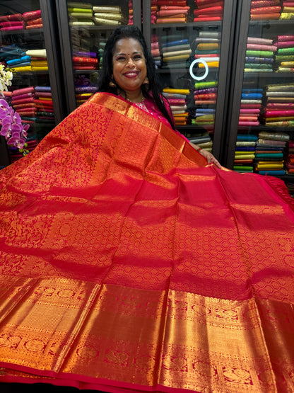 Bridal Red Kanchipuram Pure Silk Saree Kanjivaram Sari SPK460