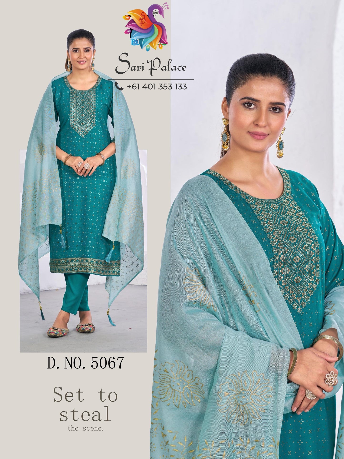 Indian Ladies Outfit Blue Rayon Salwar Kameez Kurti Suit SS30