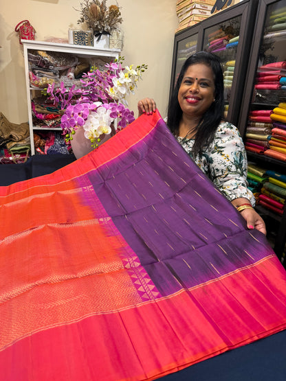 Kanchipuram Soft Silk Sari Purple & Pink Colour | SS2