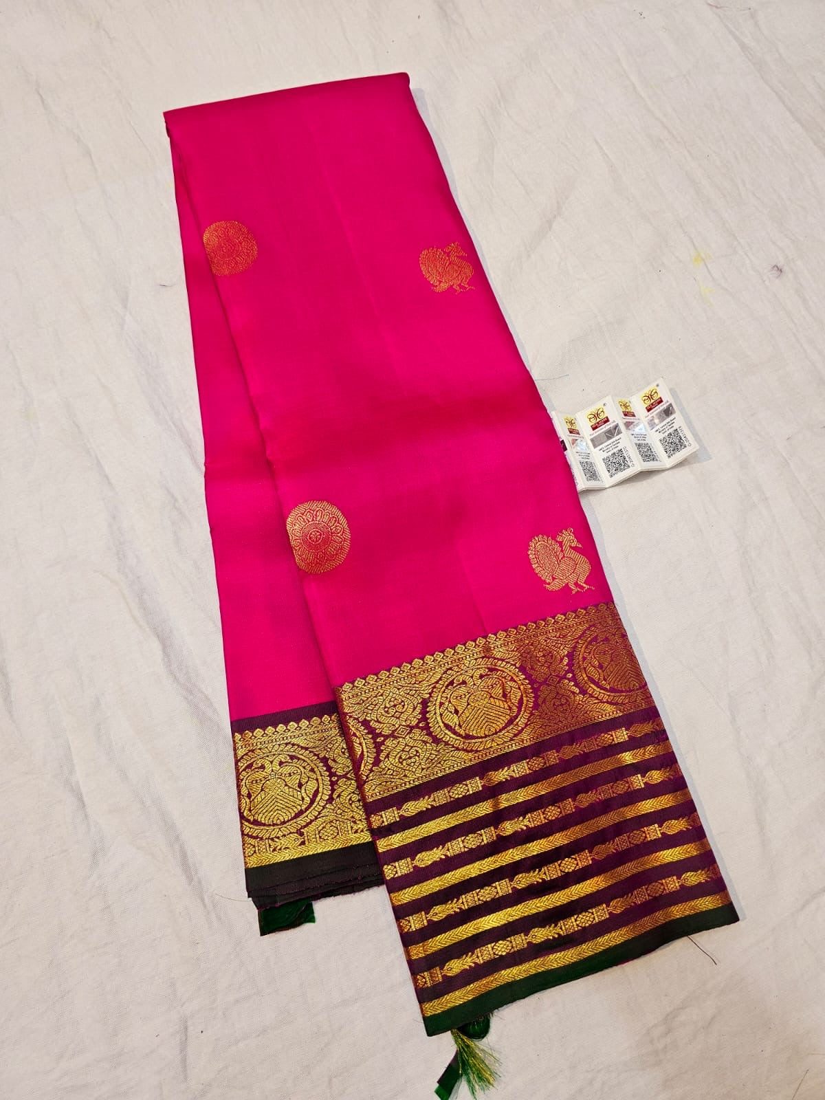 Kanchipuram Pure Silk Saree Bridal Pink Kanjivaram Sari SPK286