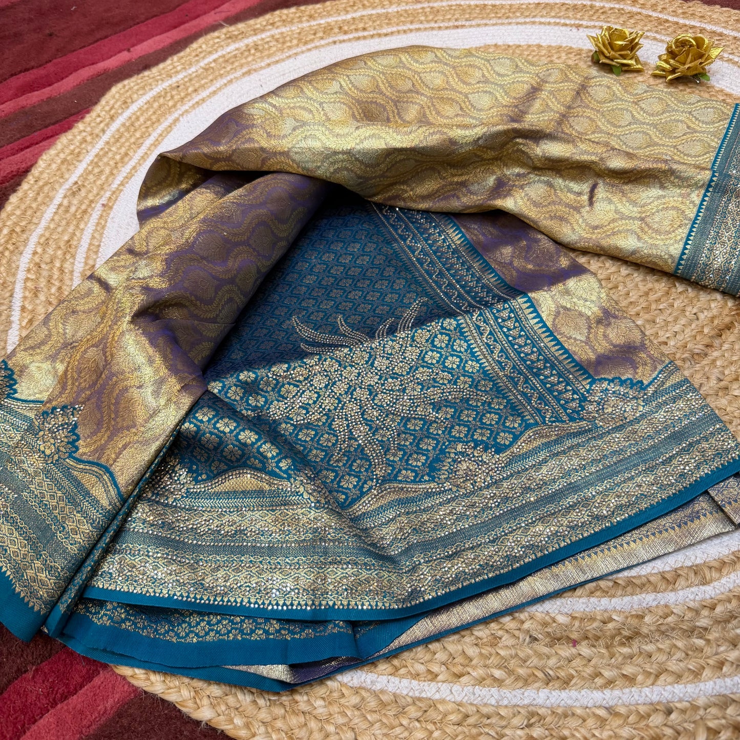 Sari Indian Fancy Party wear Silk Saree with Swarovski stones S141