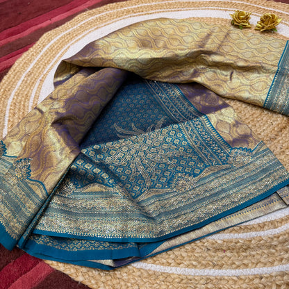 Sari Indian Fancy Party wear Silk Saree with Swarovski stones S141