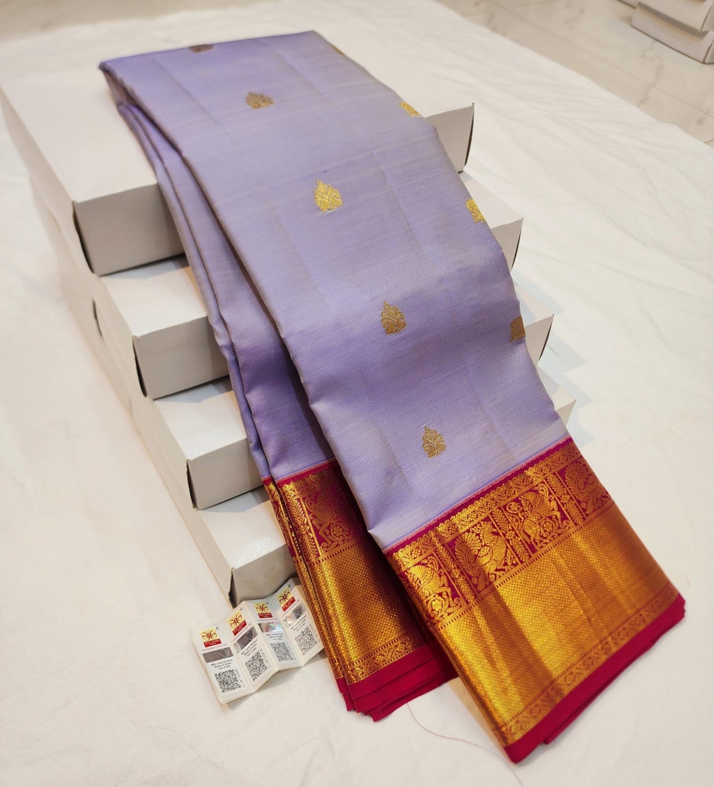 1g Gold Korvai Kanchipuram Pure Silk Saree handloom Kanjivaram Sari| SPK156