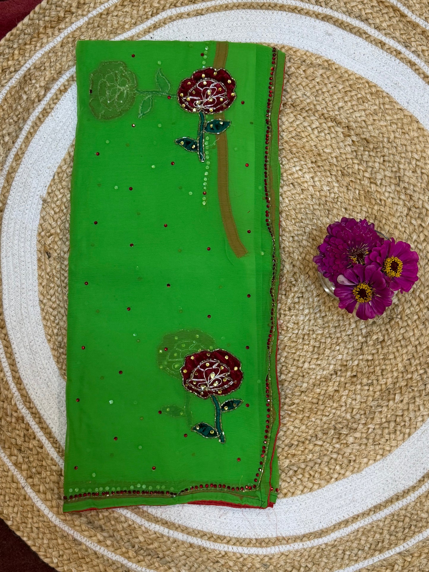 Chiffon Casual soft Sari Indian Fancy Saree Maroon S16