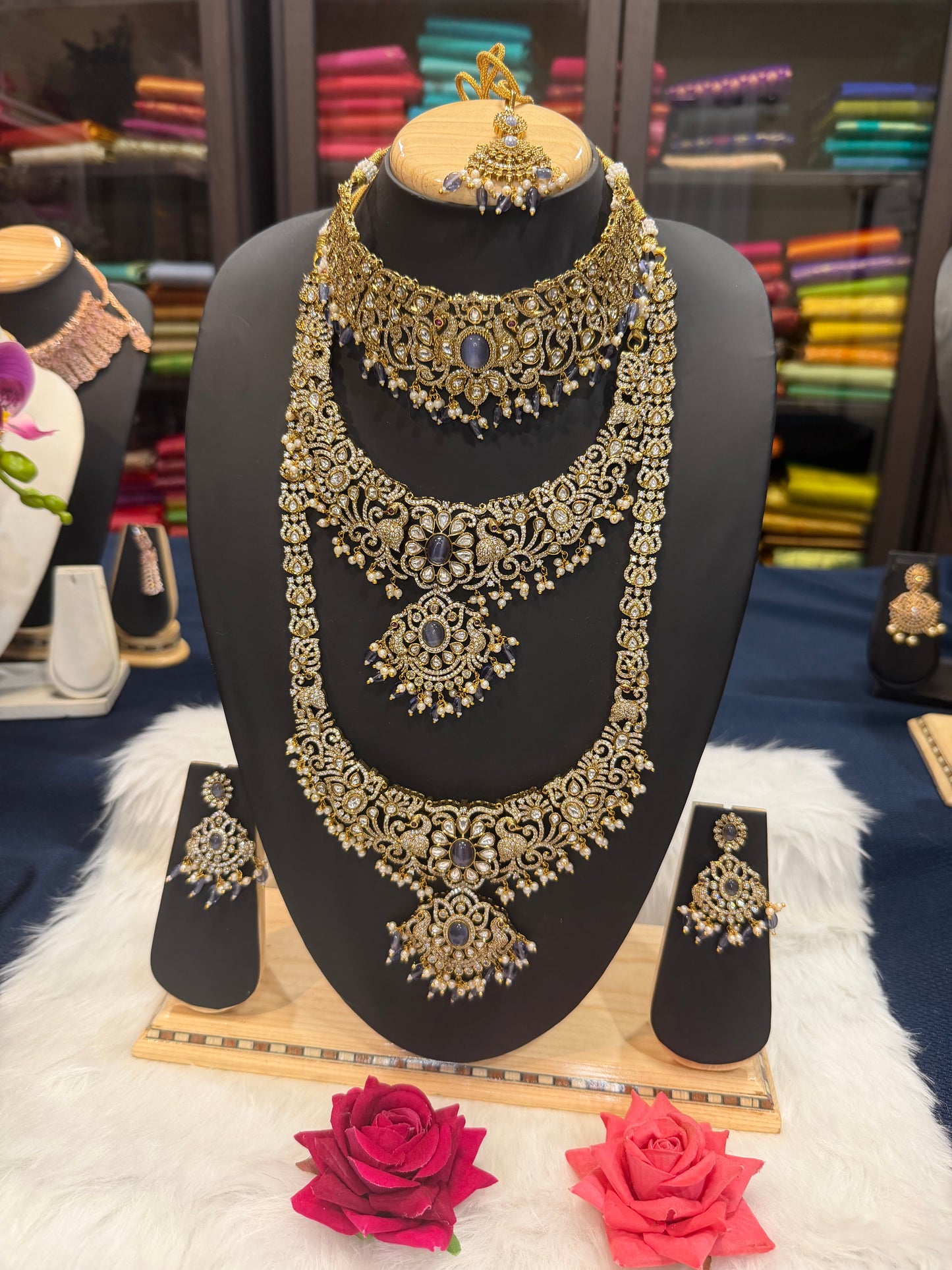 Victorian Polished AD Indian Bridal Necklace set N5