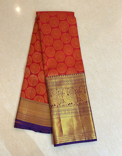 Kanchipuram Pure Silk Saree Red & Purple Bridal Kanjivaram Sari| SPK165