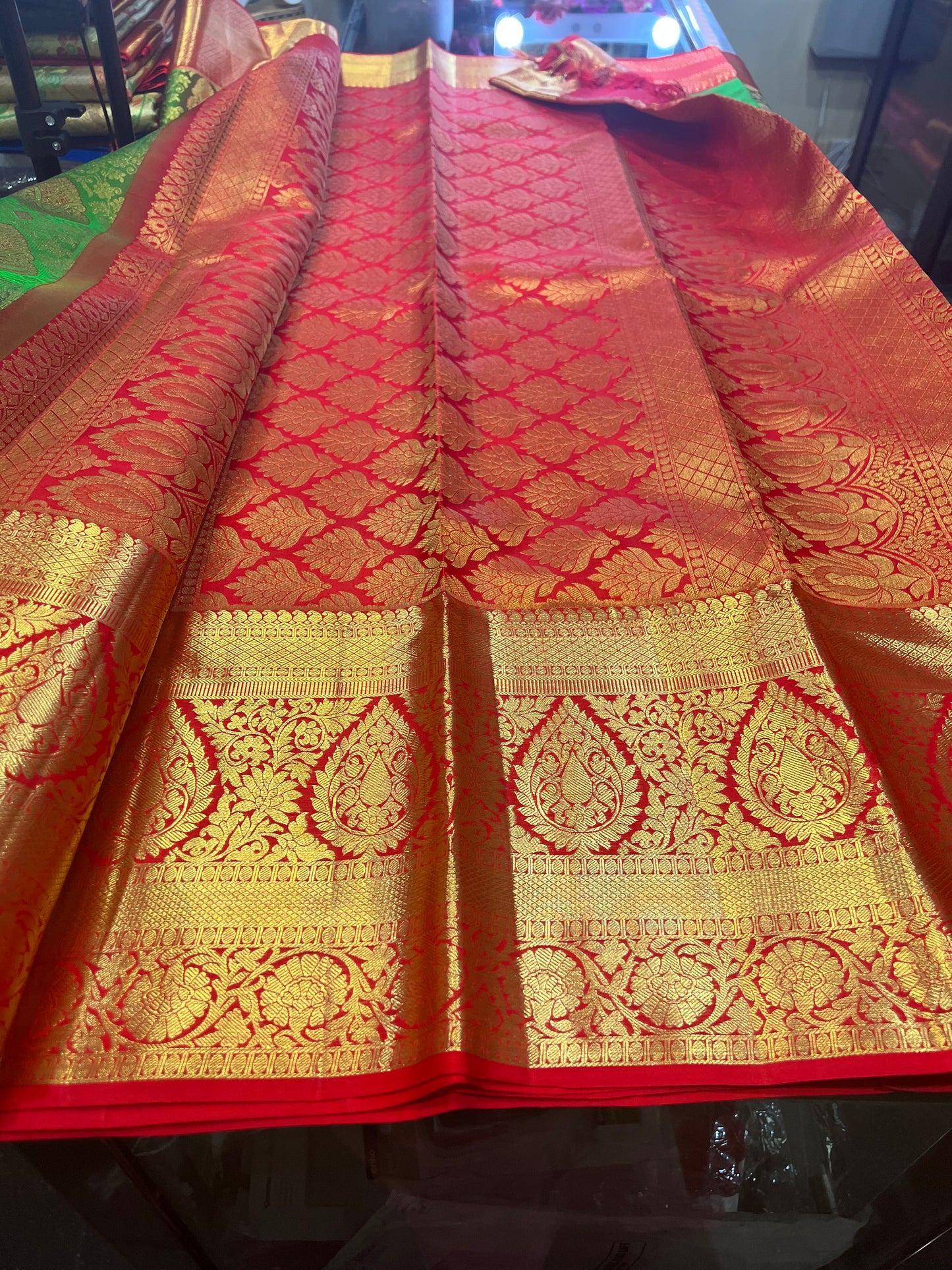 Bridal Kanchipuram Pure Silk Saree Green Kanjivaram Sari| SPK170