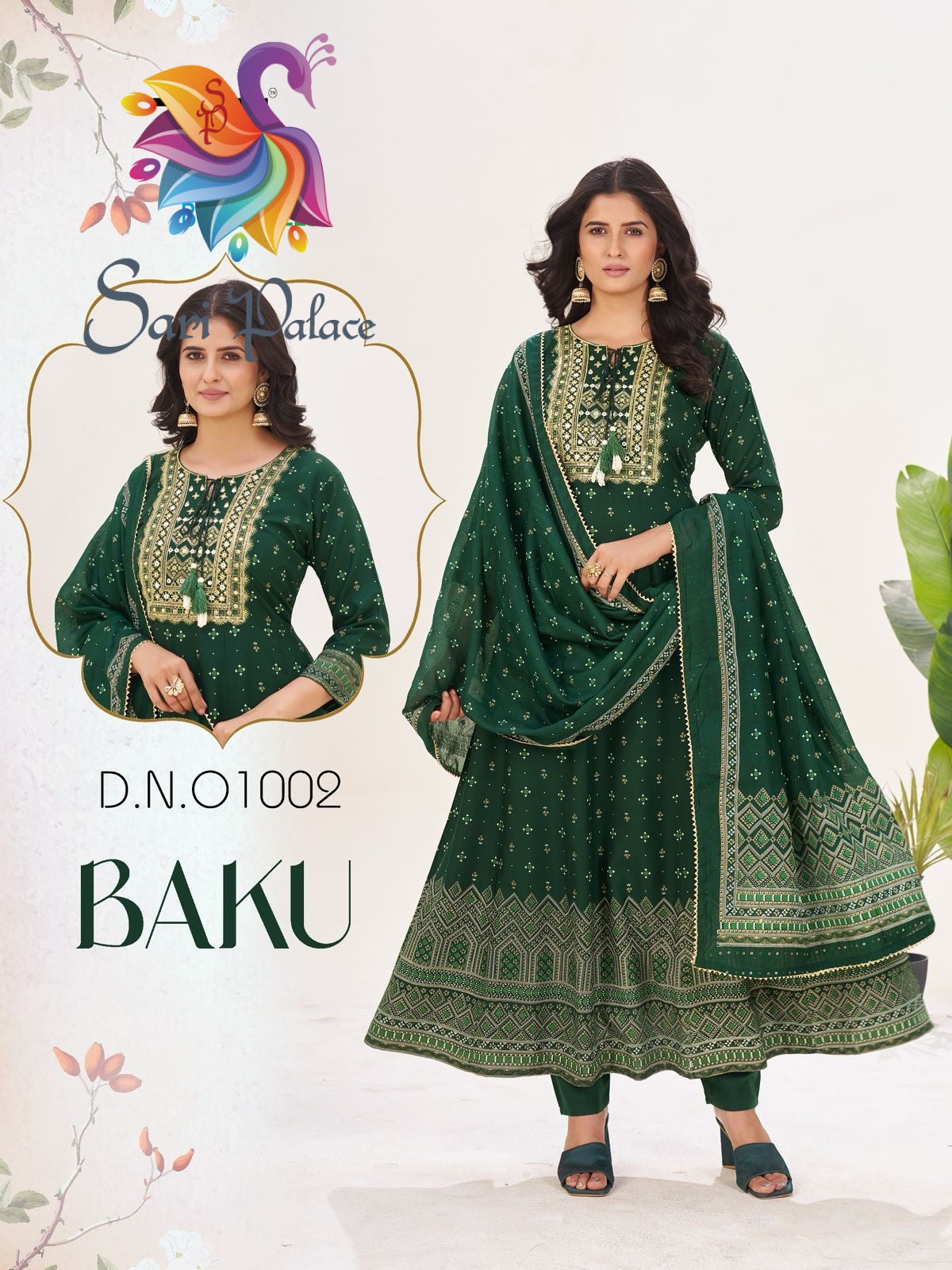 Green Indian Pakistani Anarkali Outfit Salwar Kameez Kurti Suit EID SS39