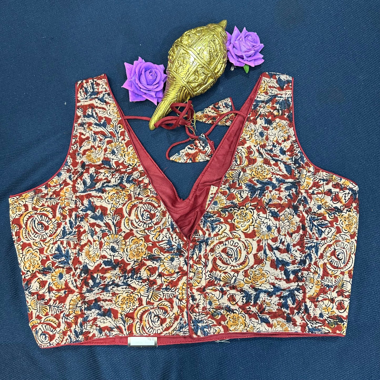 Cotton Kalamkari 38” M Size 8 Sari Blouse Indian Saree Top B405