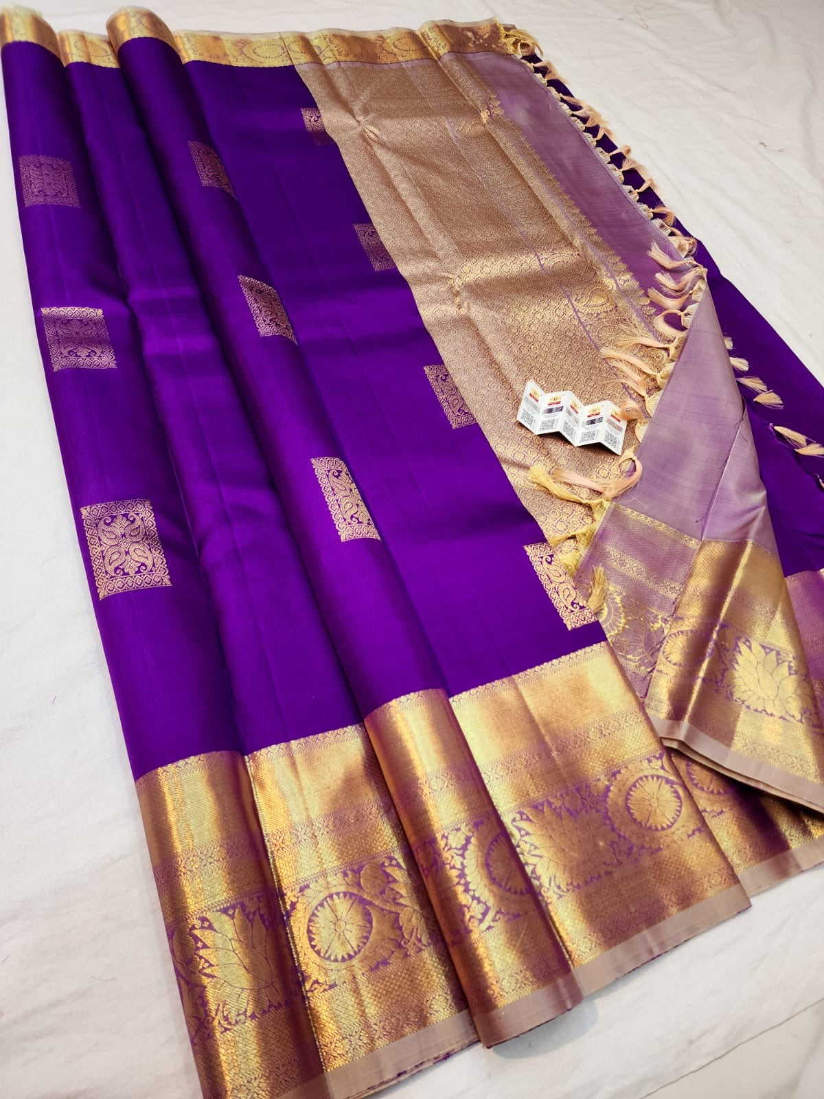 Kanchipuram Pure Silk Saree Bridal Purple Kanjivaram Sari SPK251