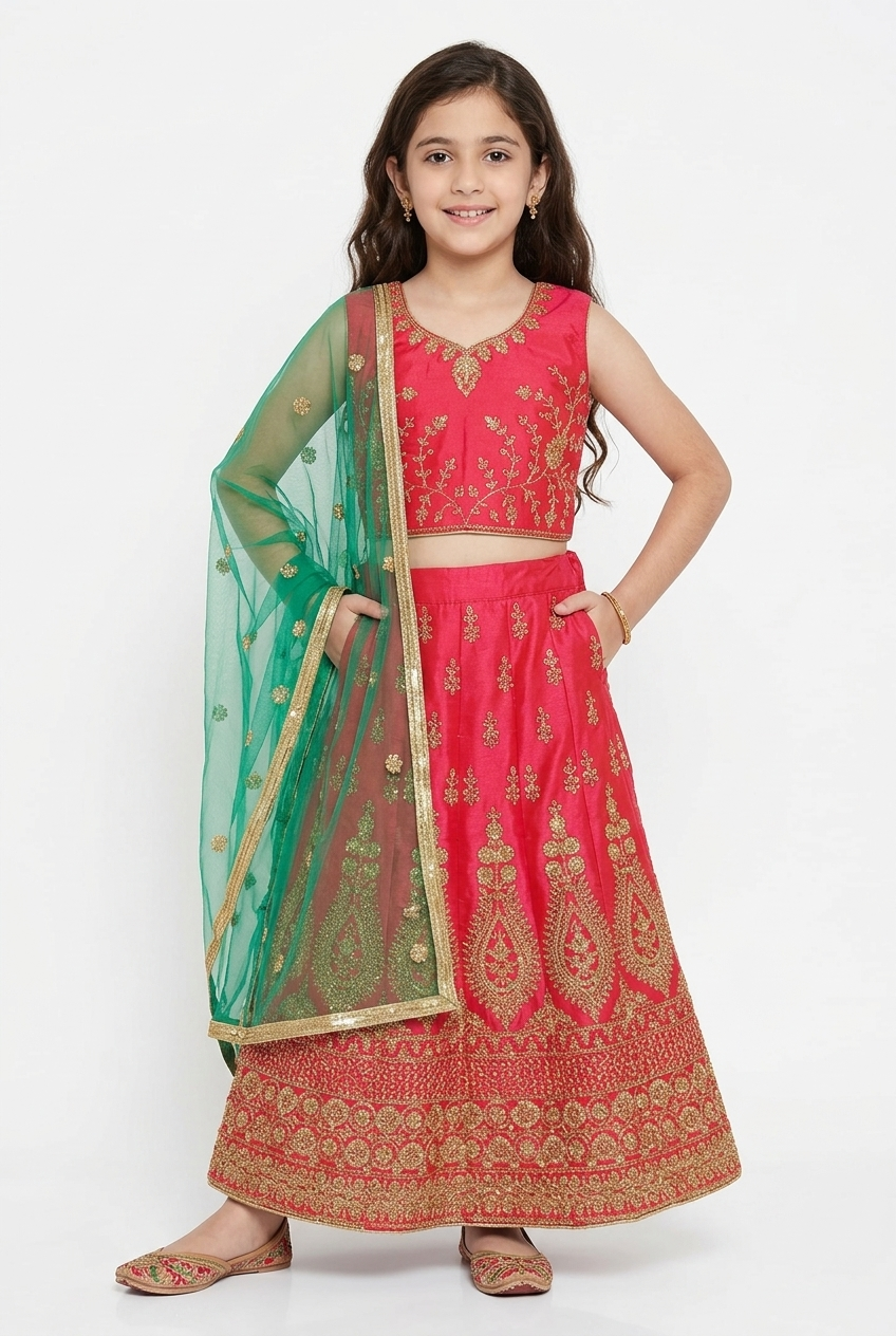 32” Size 8 to 9 Indian Lehenga Yellow Pavadai Sattai Skirt Top G70 Col 2