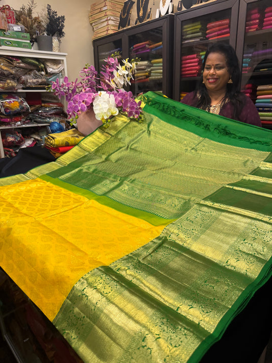 Korvai Kanchipuram Pure Silk Saree Bridal Kanjivaram Sari SPK240