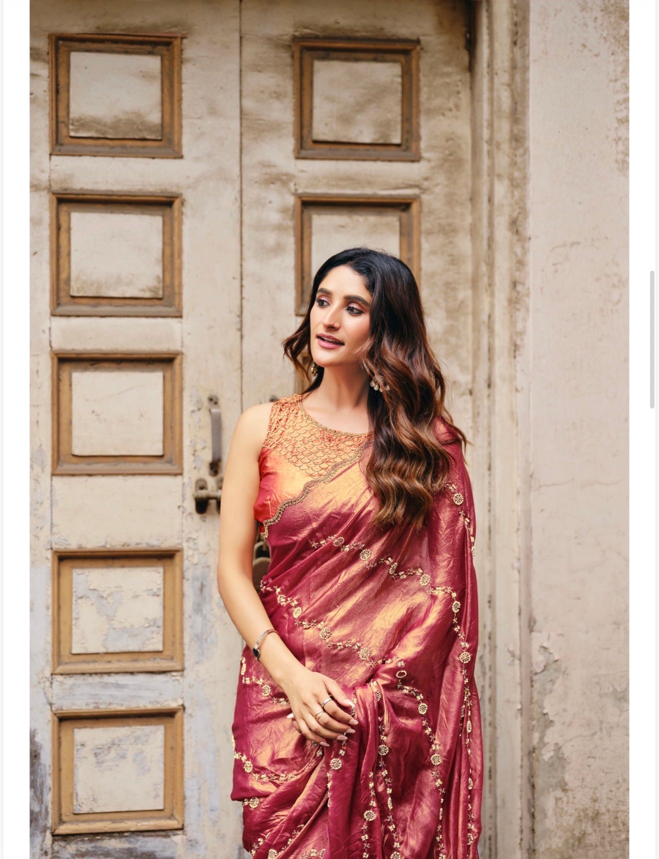 Indian Fancy Party wear Saree Fendi Silk Bollywood Sari C23