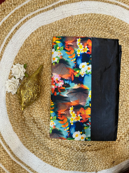 Fancy Party wear Satin Sari Indian Casual Black Saree S94