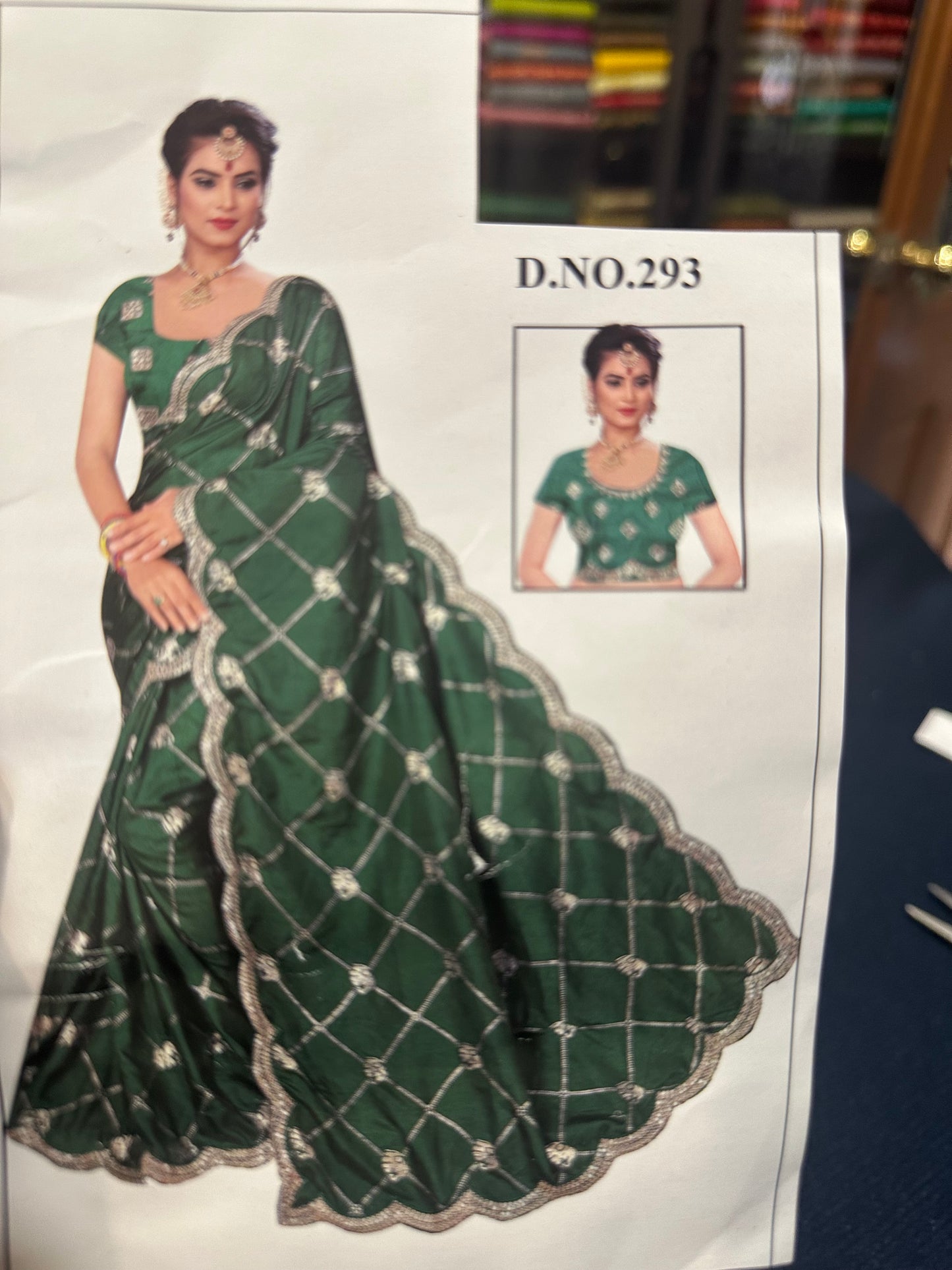 Green Fancy Party wear Sari Indian Saree Blouse Combo S83