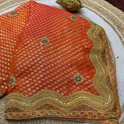 Sari Indian Bollywood Designer Fancy Party wear Saree Orange Z5
