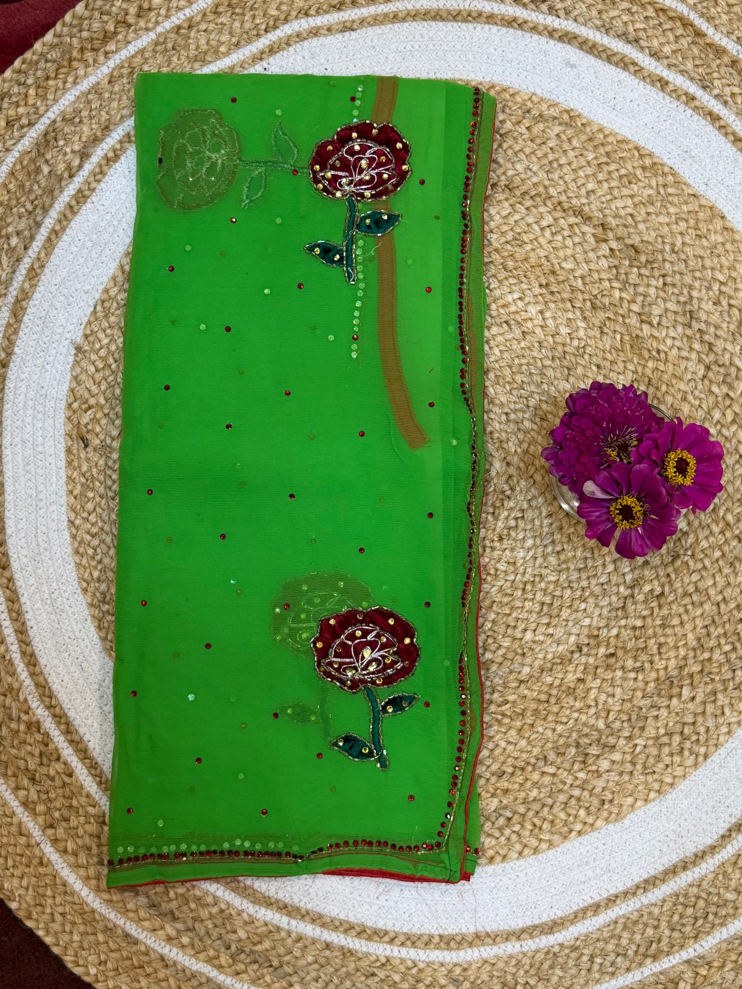 Chiffon Casual soft Sari Indian Fancy Saree Maroon S16