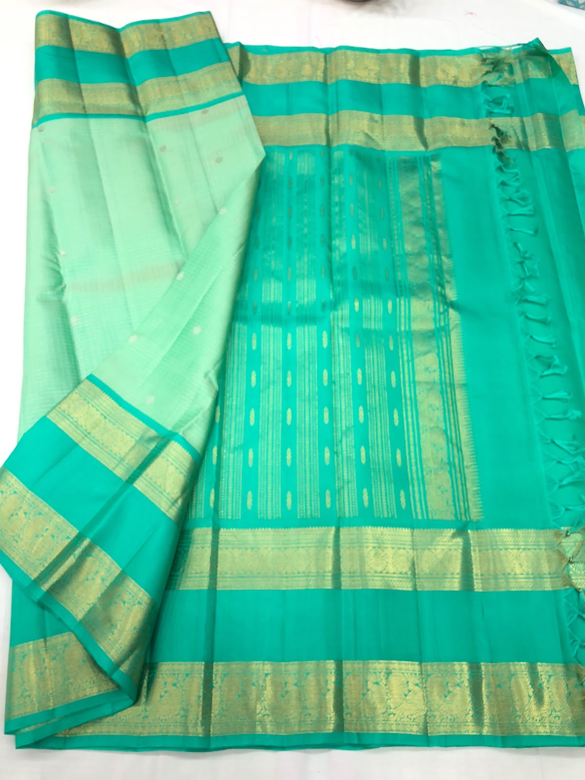 50/50 Blend Mix Kanchipuram Silk Saree Bridal Indian Kanjivaram Sari SPK336
