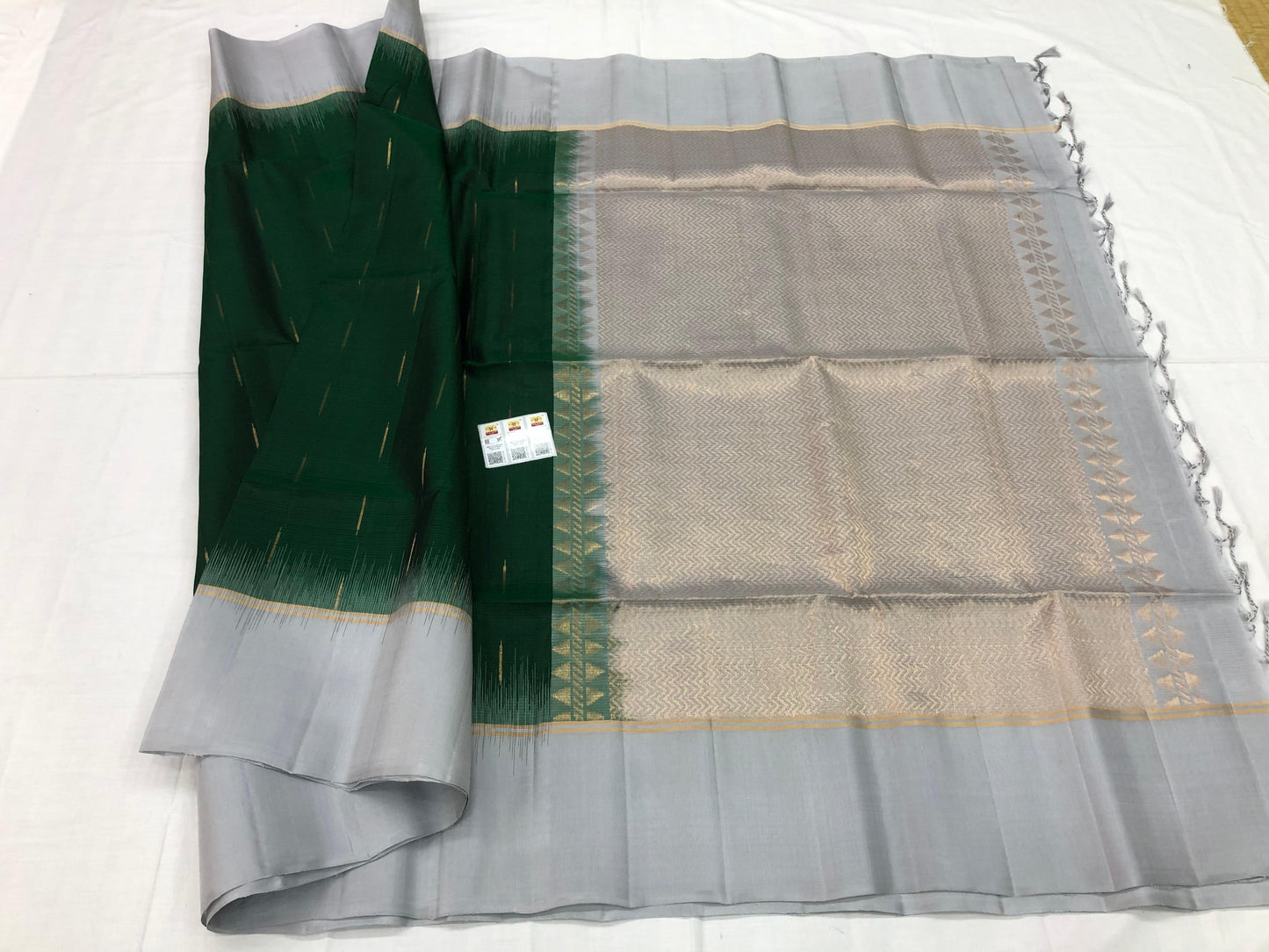 Kanchipuram Pattu Soft Silk Indian Saree Pure Silk Sari Green | SS20