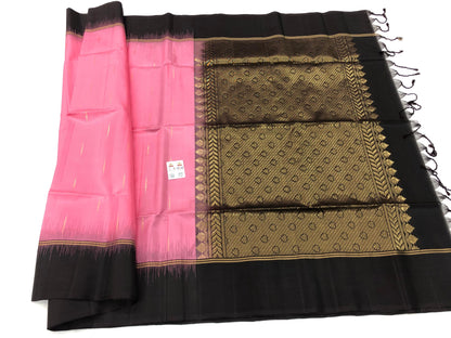 Pattu Soft Silk Indian Saree Pure Silk Sari Pink Brown SS47