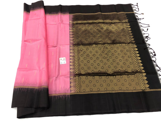 Pattu Soft Silk Indian Saree Pure Silk Sari Pink Brown SS47