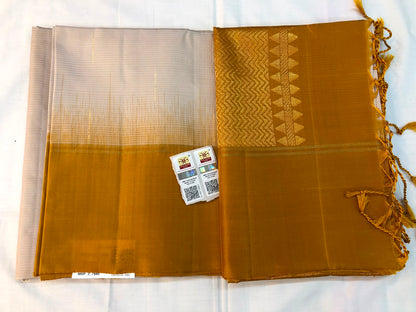 Kanchipuram Pattu Soft Silk Saree Pure Silk Sari Mustard| SS13