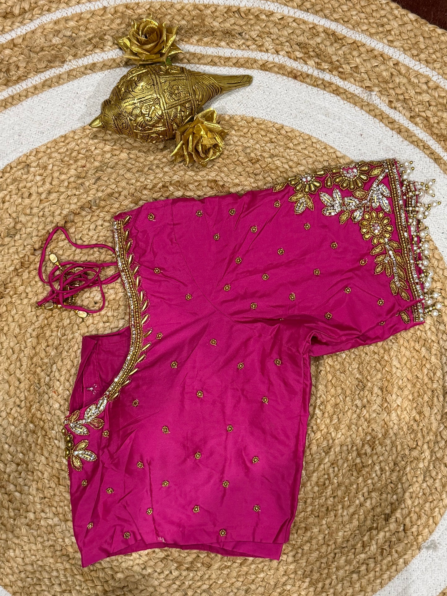 42” XL Size 12 size Aari Worked Sari Blouse Indian Saree Top Pink B170