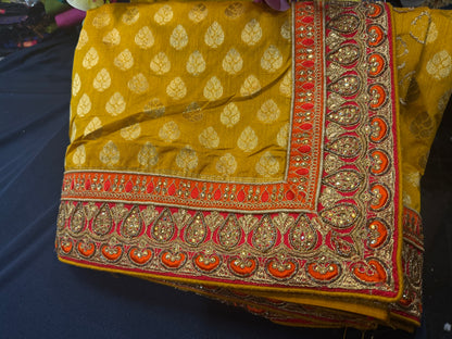 Sari Indian Fancy Party wear Saree Yellow SAR5