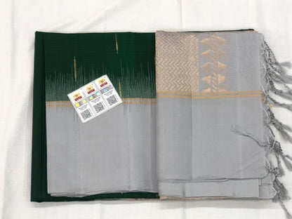 Kanchipuram Pattu Soft Silk Indian Saree Pure Silk Sari Green | SS20