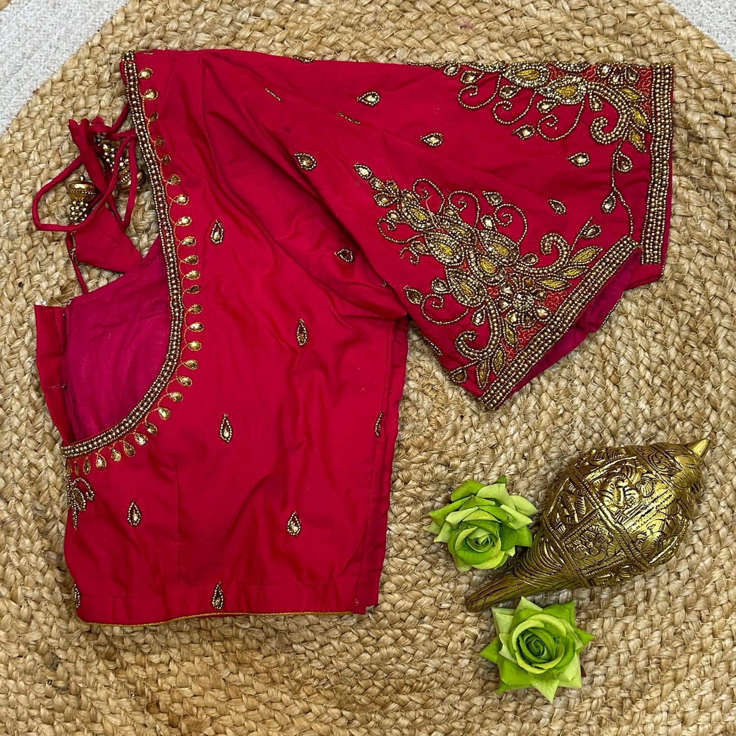 38” M Size 8 Aari Worked Sari Blouse Indian Saree Hot Pink B311