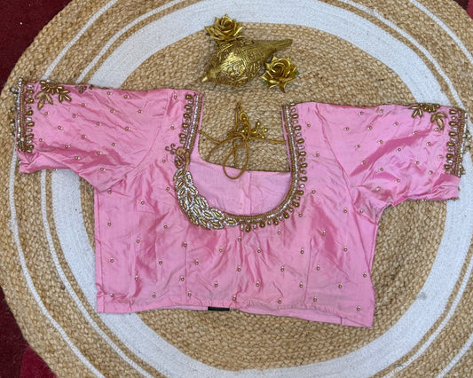 42” XL Size 12 size Aari Worked Sari Blouse Indian Saree Top Pink B157