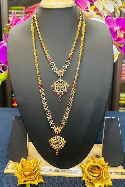 Forming Gold Temple Indian Necklace Multi Addiyal Jewellery N41