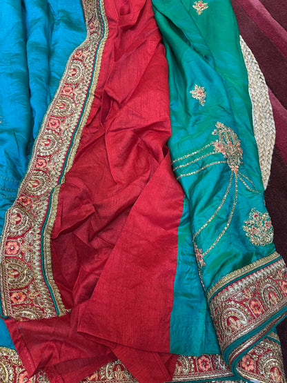 Green  Fancy Party wear Sari Indian Saree S39