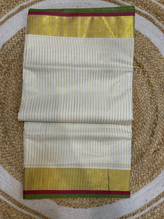 Kerala Vishu Sari Indian Onam Gold Saree C14 (col 4)