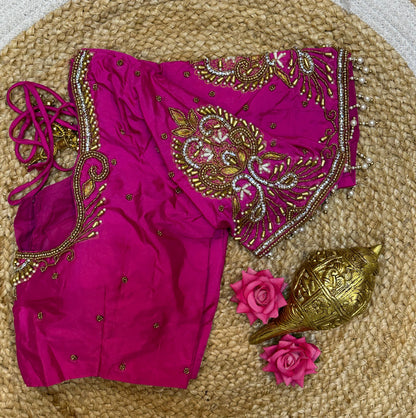 36” Small size Aari Worked Sari Blouse Indian Saree Hot Pink B209