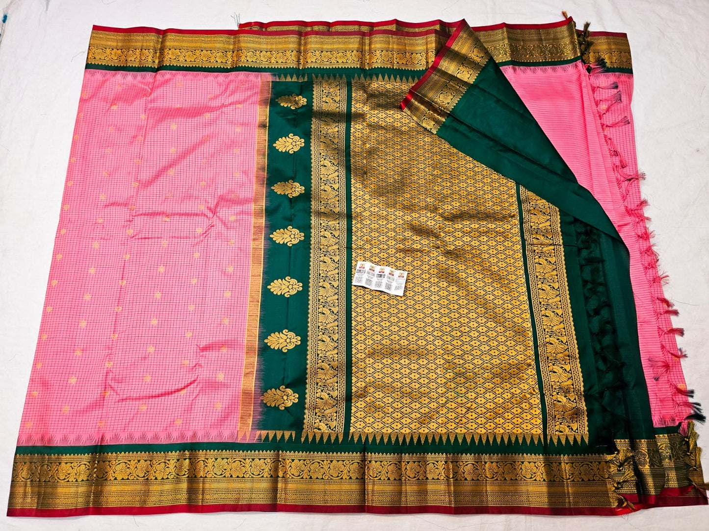 Kanchipuram Pure Silk Saree Bridal Indian Kanjivaram Sari SPK313