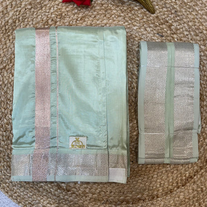 Men’s South Indian Vesti Semi Silk Vetti Dhotti Pista Green V14