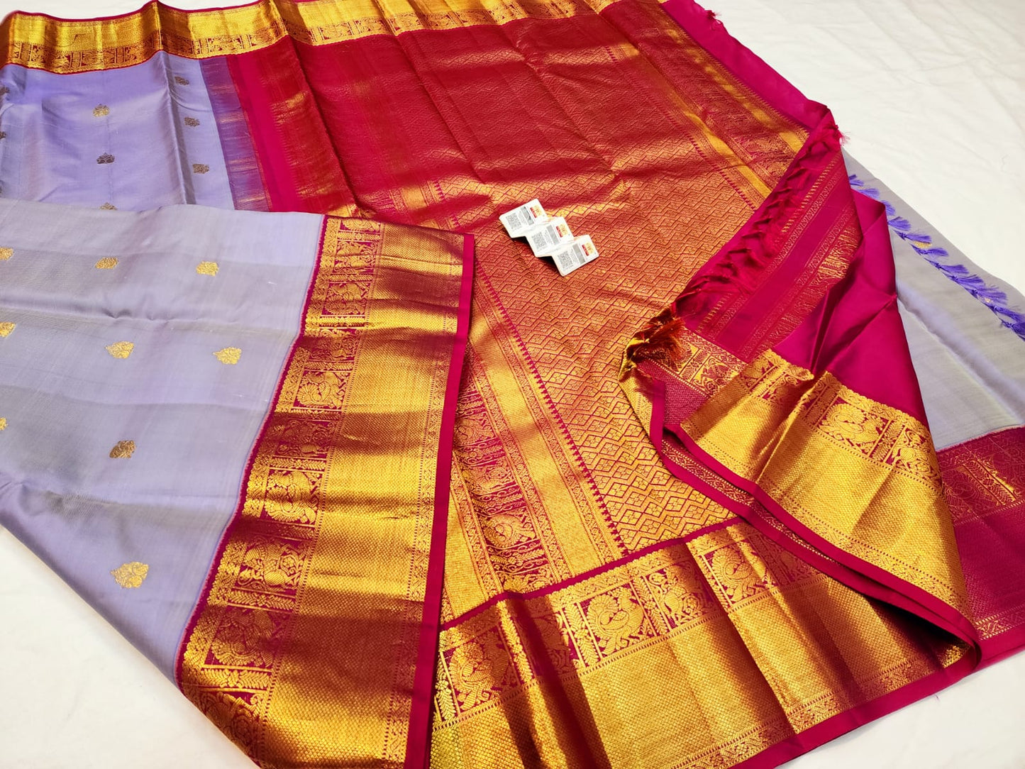 1g Gold Korvai Kanchipuram Pure Silk Saree handloom Kanjivaram Sari| SPK156