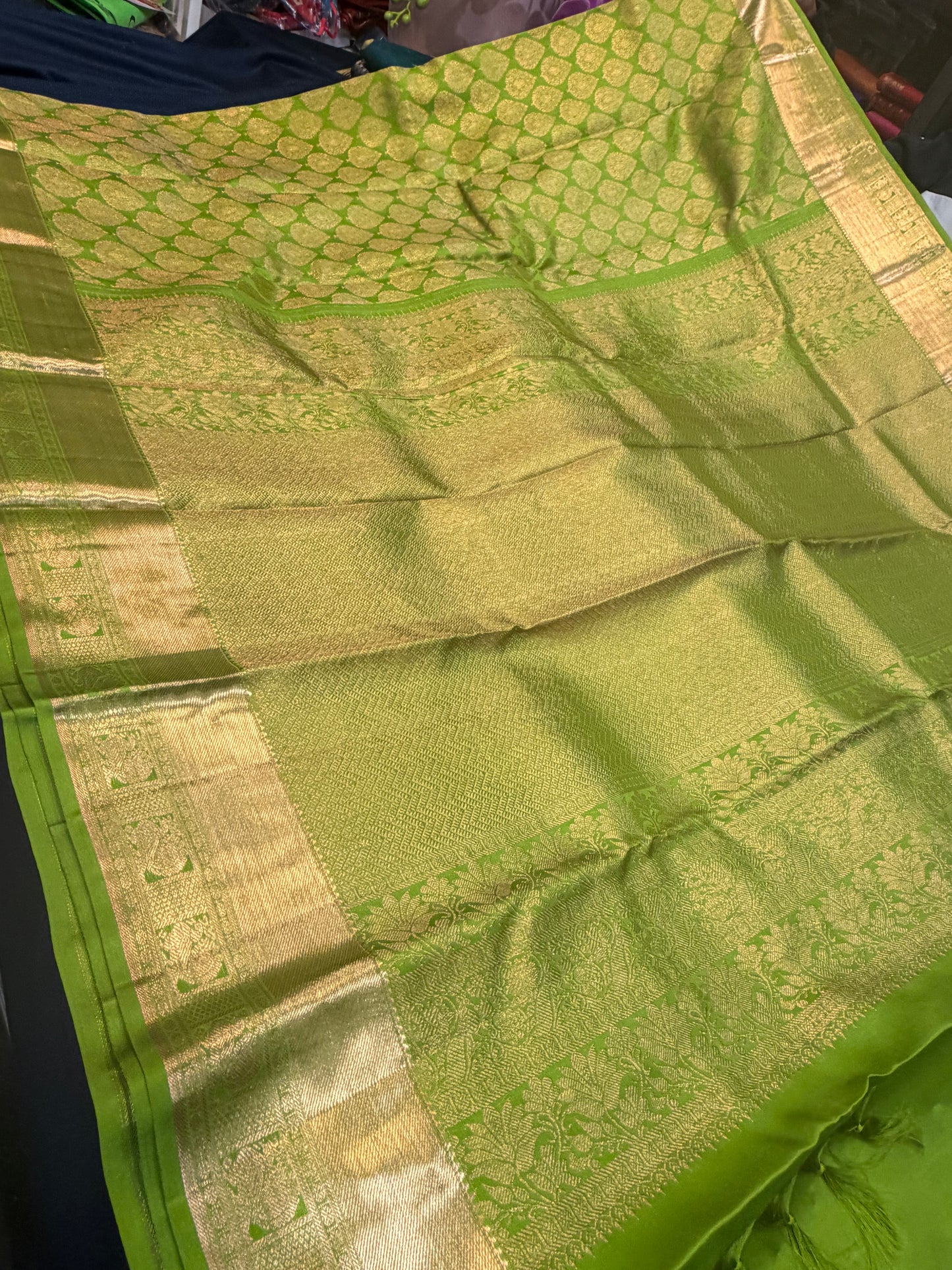 Kanchipuram Pure Silk handloom Saree Indian Kanjivaram Green Sari SPK428