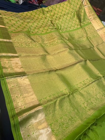 Kanchipuram Pure Silk handloom Saree Indian Kanjivaram Green Sari SPK428