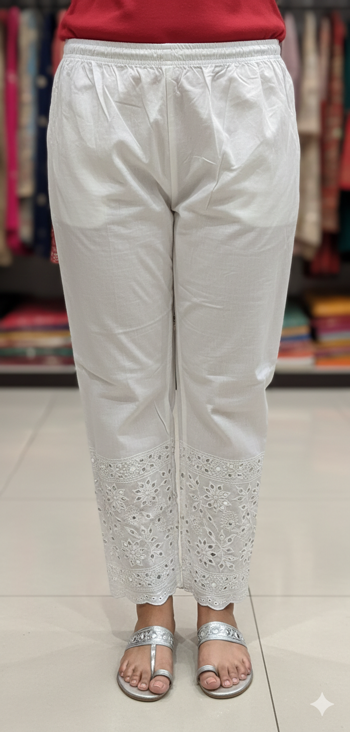 Small to Large Indian size stretchable Mirror White Pants P1