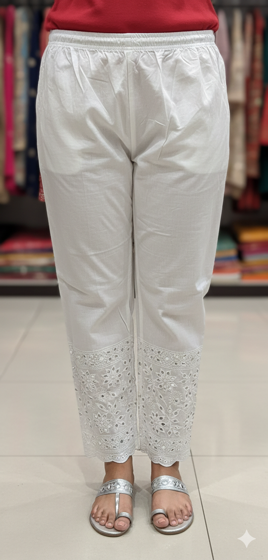 Small to Large Indian size stretchable Mirror White Pants P1