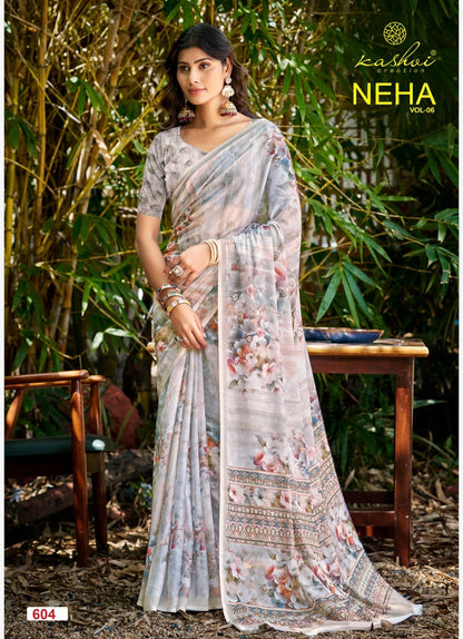 Sari Indian Bollywood Designer Linen Party wear Floral Saree Z8 Col 4